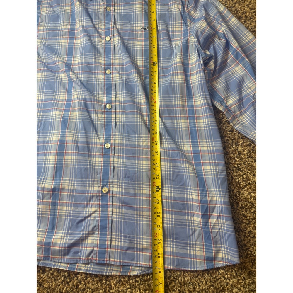 Vineyard Vines Performance Plaid Long Sleeve Button Up Shirt Men's XL Blue Red - Picture 3 of 6